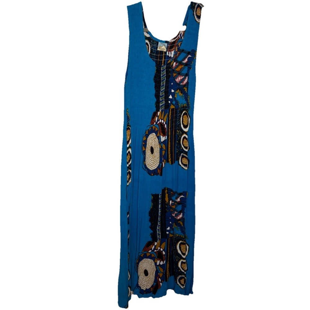 Dylans Shirred Abstract Print Sleeveless Dress Womens Resortwear Vacation